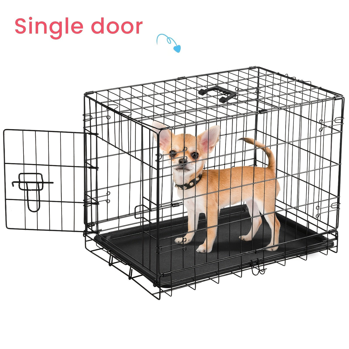 Foldable Double-Door Metal Wire Dog Crate with Divider Panel and Leak-Proof Tray, Indoor/Outdoor Travel Pet Kennel for Small, Medium, Large, and XL Dogs, 4 Sizes Available