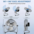 14" High Velocity Industrial Floor Fan - 3-Speed, Heavy Duty, Adjustable Tilt & Metal Blades - Garage, Factory, Warehouse, Workshop & Commercial Use