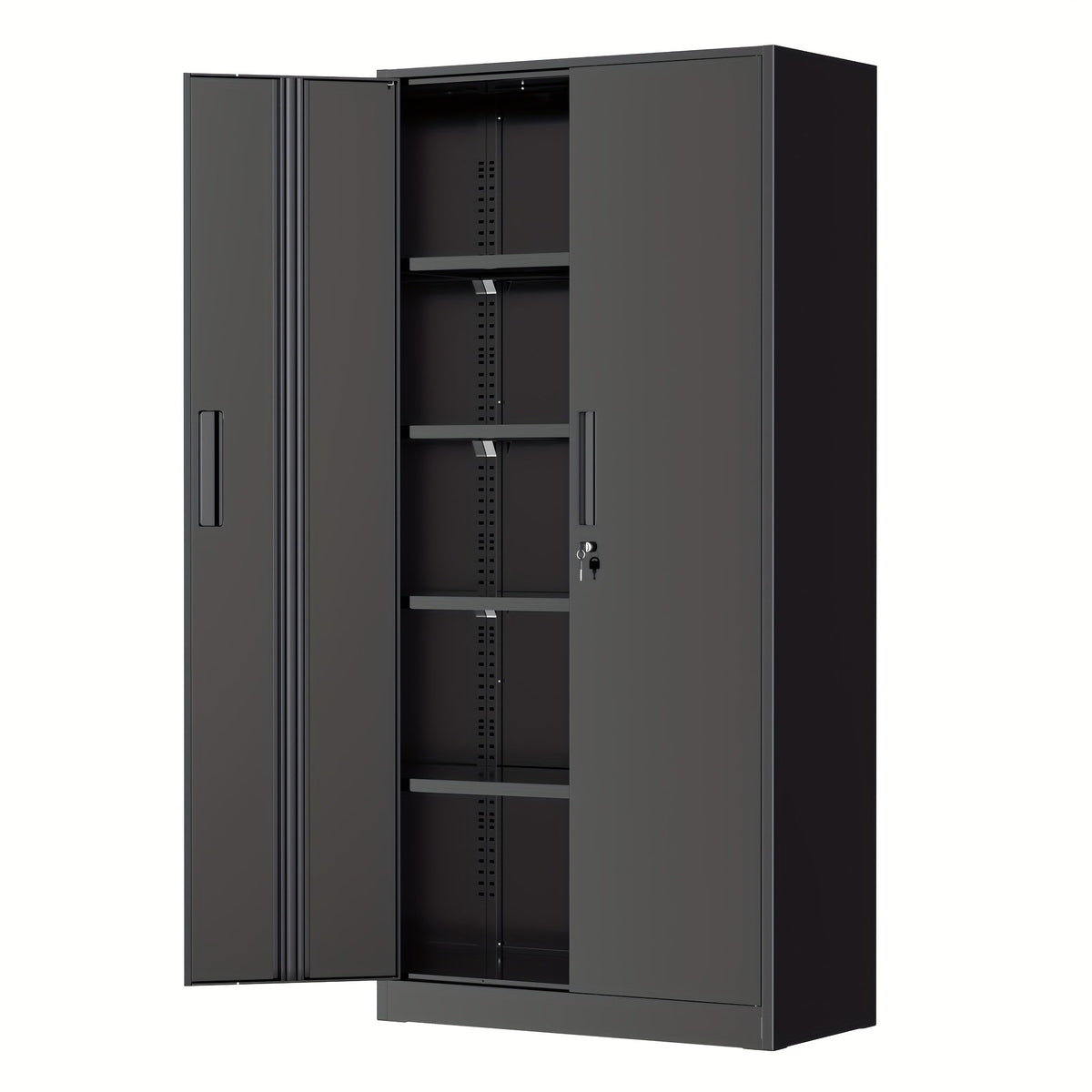 Metal Storage Cabinet 71" or 36" with Lockable Doors & Adjustable Shelves, Heavy Duty Steel Closet Cabinet for Garage Gym Home Office School Organization, Black Red White Pure Black