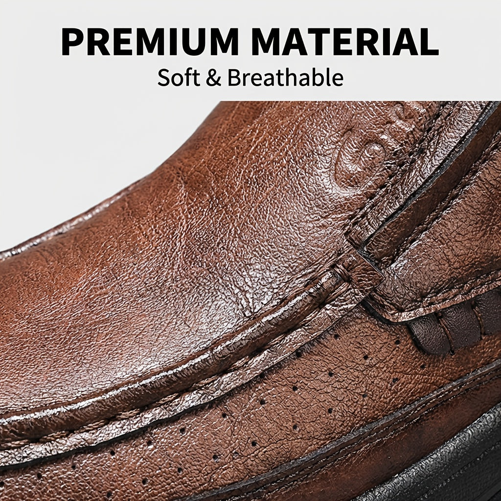 GREKS Men's Hand-Stitched Slip-On Ankle Boots, Casual Moccasin Chukka Loafers with Non-Slip Sole for Outdoor Hiking, Driving, and Daily Wear – Comfortable Lightweight Men's Shoes