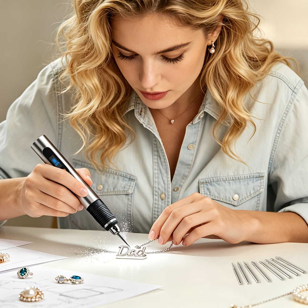 Electric Engraving Pen Kit with 57 Accessories - USB Rechargeable Cordless Engraver, 21,000 RPM, 3-Speed Control, 90-Min Battery Life, for Metal, Glass, Wood, Stone & Jewelry - DIY Craft Gift