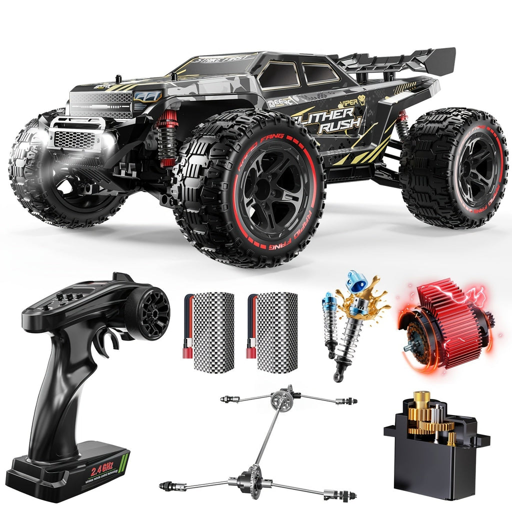1:10 Brushless RC Car for Adults 37+ MPH - 4WD High Speed Off-Road Monster Truck, Dual 3S 11.1V Batteries for 40-Min Runtime, Metal Gear Servo, Oil-Filled Shocks, Extra Swing Arms | Professional RC Crawler Gift