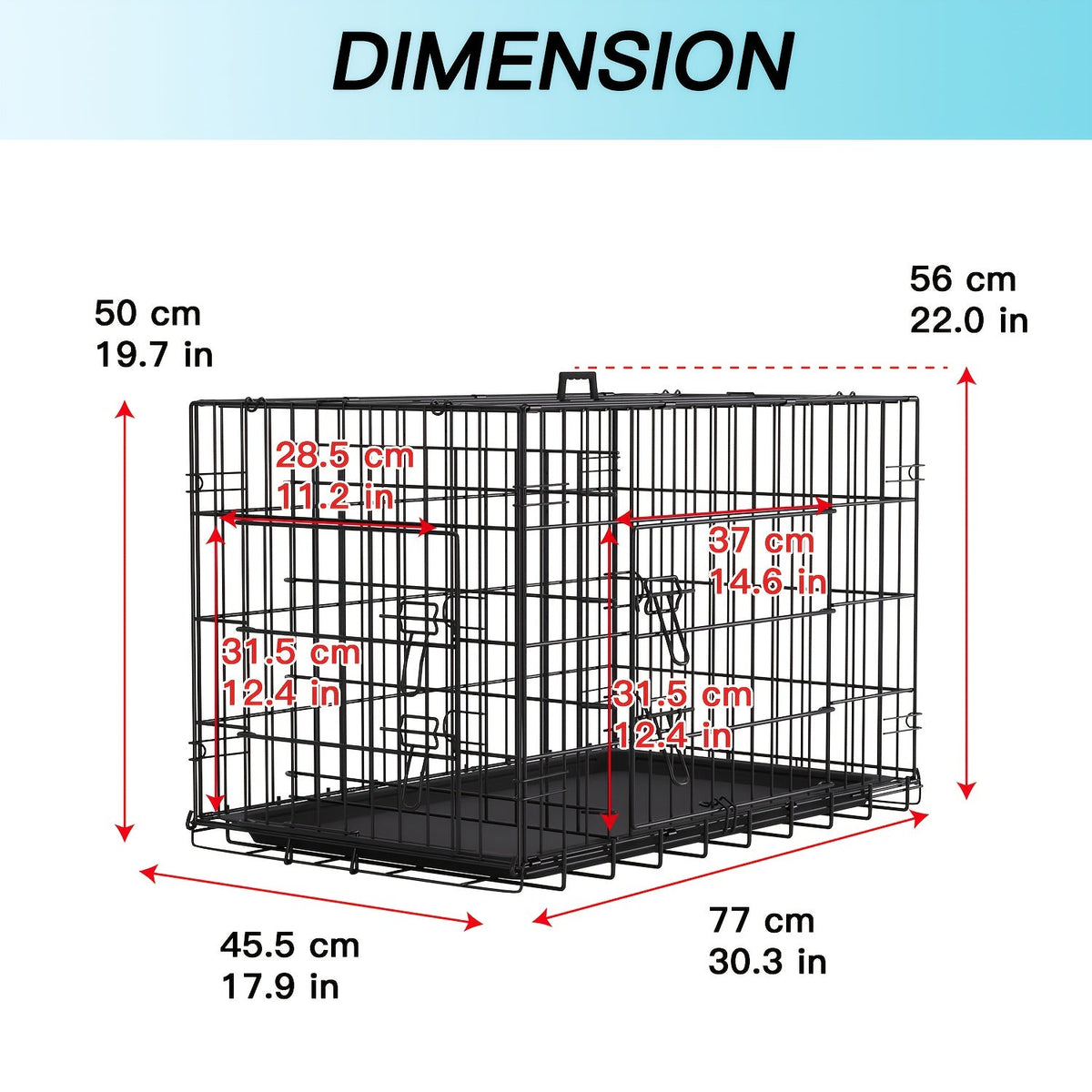 Foldable Metal Wire Dog Crate for Small Dogs & Rabbits – Adjustable Divider Panel, Leak-Proof Plastic Pan, Indoor Outdoor Pet Kennel for Chihuahuas, Toy Breeds, and Small Animals, Multiple Sizes