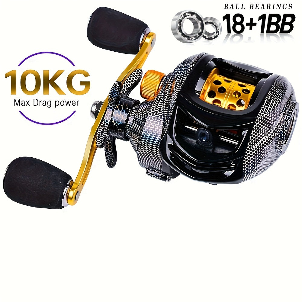 Baitcasting Fishing Reel, Ultra-Lightweight, Magnetic Brake System, 22LB Max Drag – Freshwater & Saltwater Ergonomic Low-Profile Casting Reel, Left & Right Hand, Smooth Gear Ratio