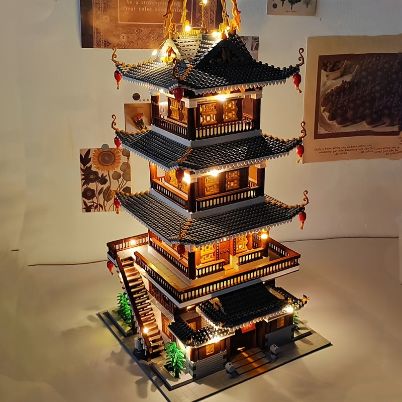 6134-Piece Chinese Ancient Architecture Heavenly Fairy Mirror Building Block Set, Large Difficult Mini Bricks, Adult Puzzle Toy, Home Decor, STEM Gift, Christmas, Birthday, New Year Holiday Present