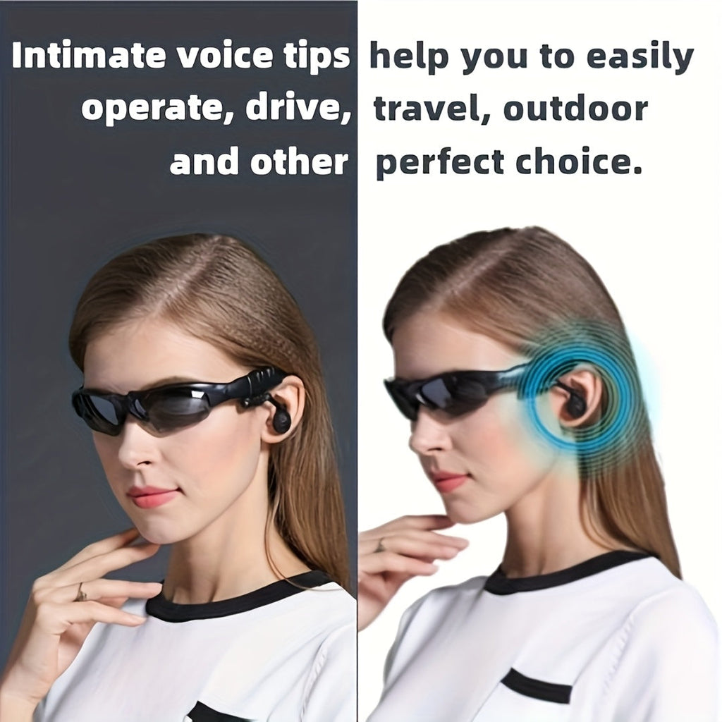 Bluetooth 5.4 Smart Audio Glasses Wireless Headset – Hands-Free Calls & Music, Built-In Condenser Mic, Volume Control, USB Charging, 80mAh Battery, Open-Ear Wearable Tech Eyewear for Men & Women