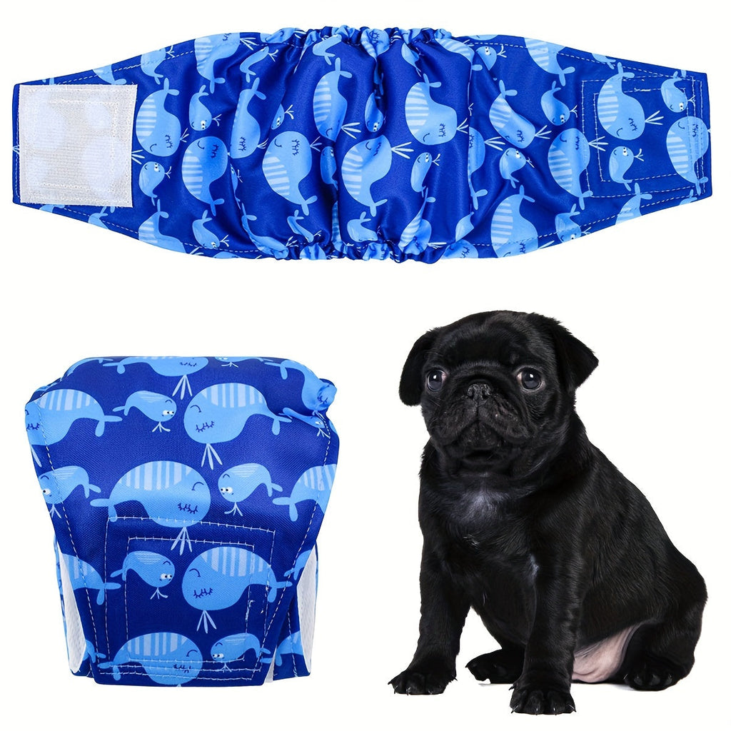 6-Pack Reusable Male Dog Diapers, Washable Belly Bands, Adjustable, Soft, Absorbent for Puppies and Small, Medium, Large Dogs, Fun Themed Designs, Sizes S to XL