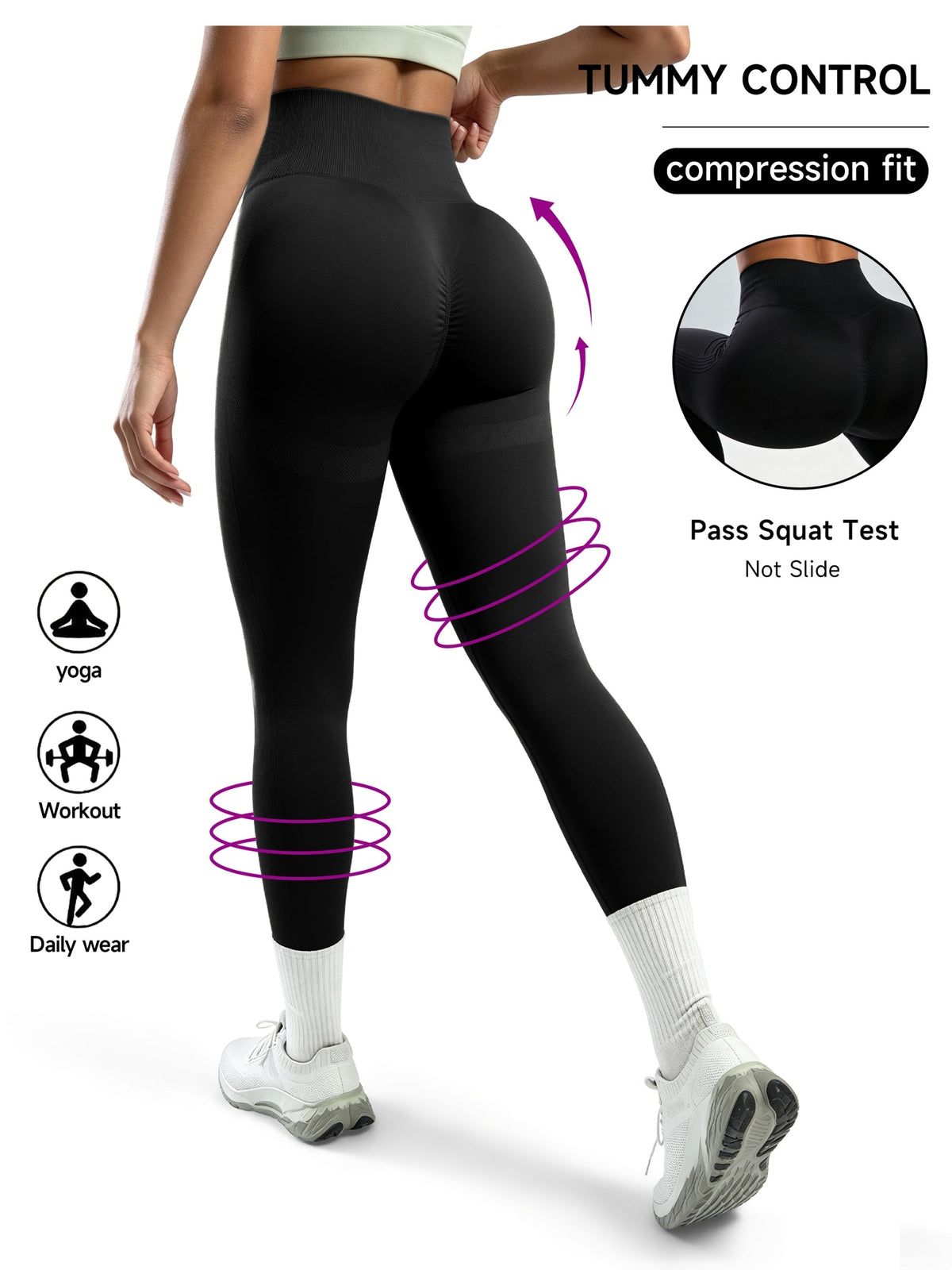 Women's High-Waisted Peach-Lift Yoga Pants – Tummy Control, Four-Way Stretch, Breathable Fitness Leggings for Gym, Yoga & Everyday Wear, All-Season High-Elastic Fabric, Coffee Brown, Black, or Olive Green, S-XL