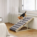 Folding Dog Ramp for Couch Bed Car, 4 Adjustable Heights 13.8"-19.7", 900GSM Non-Slip Carpet, 8 Anti-Slip Strips, Solid Pine Frame, Supports up to 110 lbs, Built-In Handle, for Senior & Large Dogs