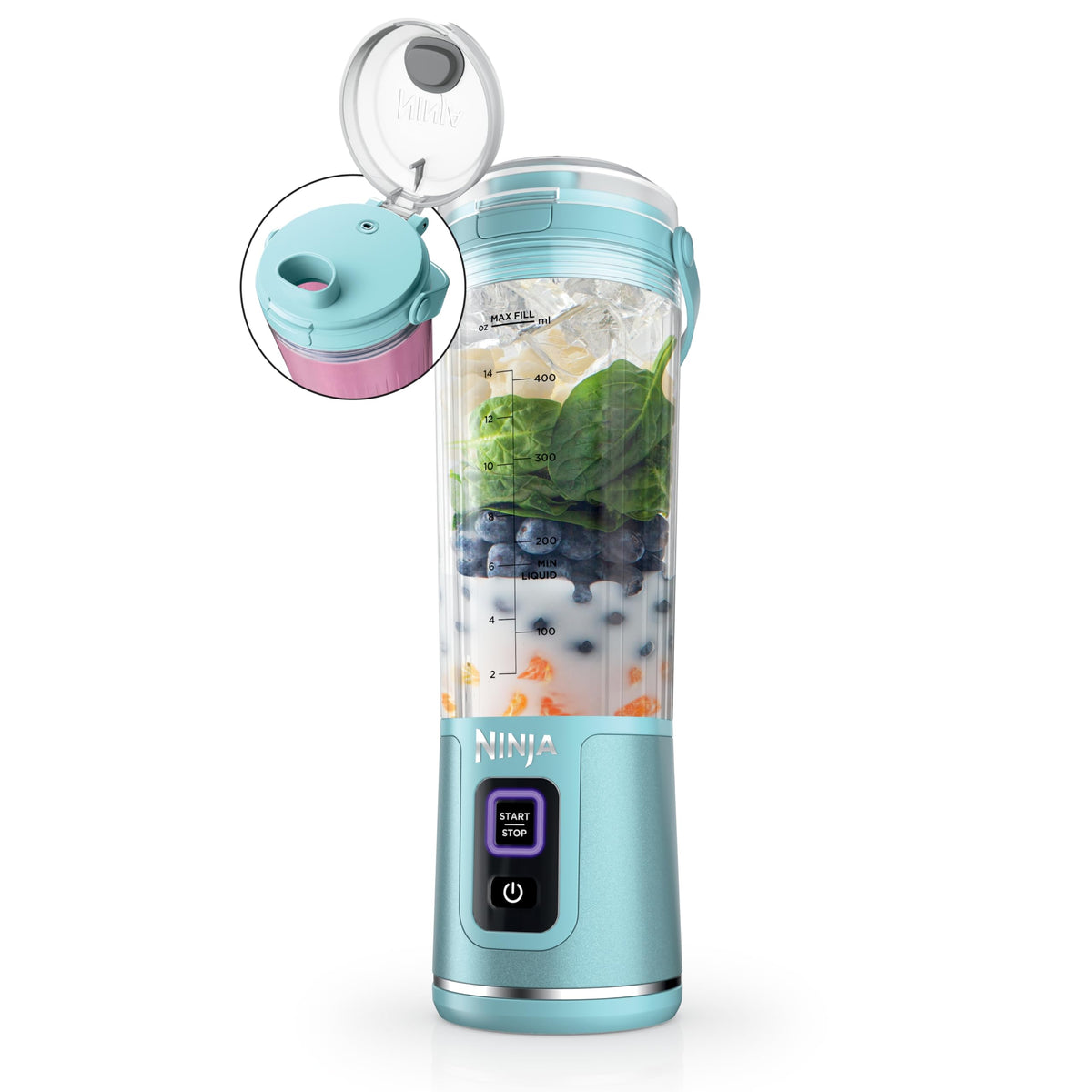 Ninja BC151NV Blast Portable Blender 18 Oz Cordless USB-C Rechargeable BlastBlade Sip Lid Carry Handle BPA Free Dishwasher Safe for Shakes & Smoothies – 6 Colors