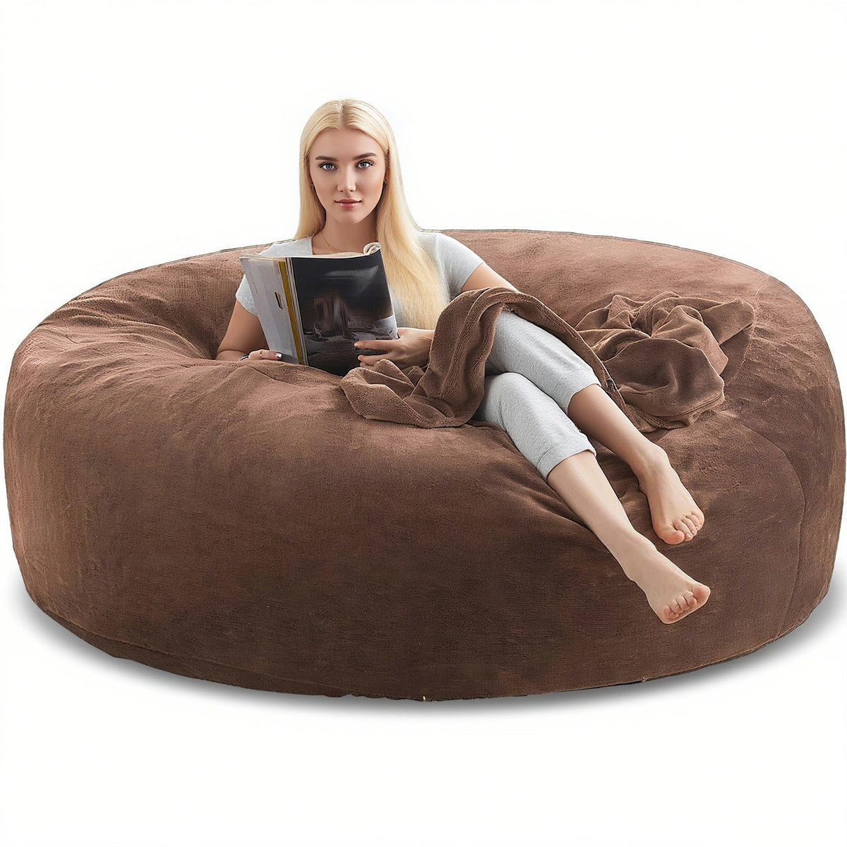 Oversized Bean Bag Chair 4ft 5ft 6ft Memory Foam Filled Micro Velvet Cover Sofa Bed Lounger No Assembly for Living Room Bedroom Adults – 7 Colors