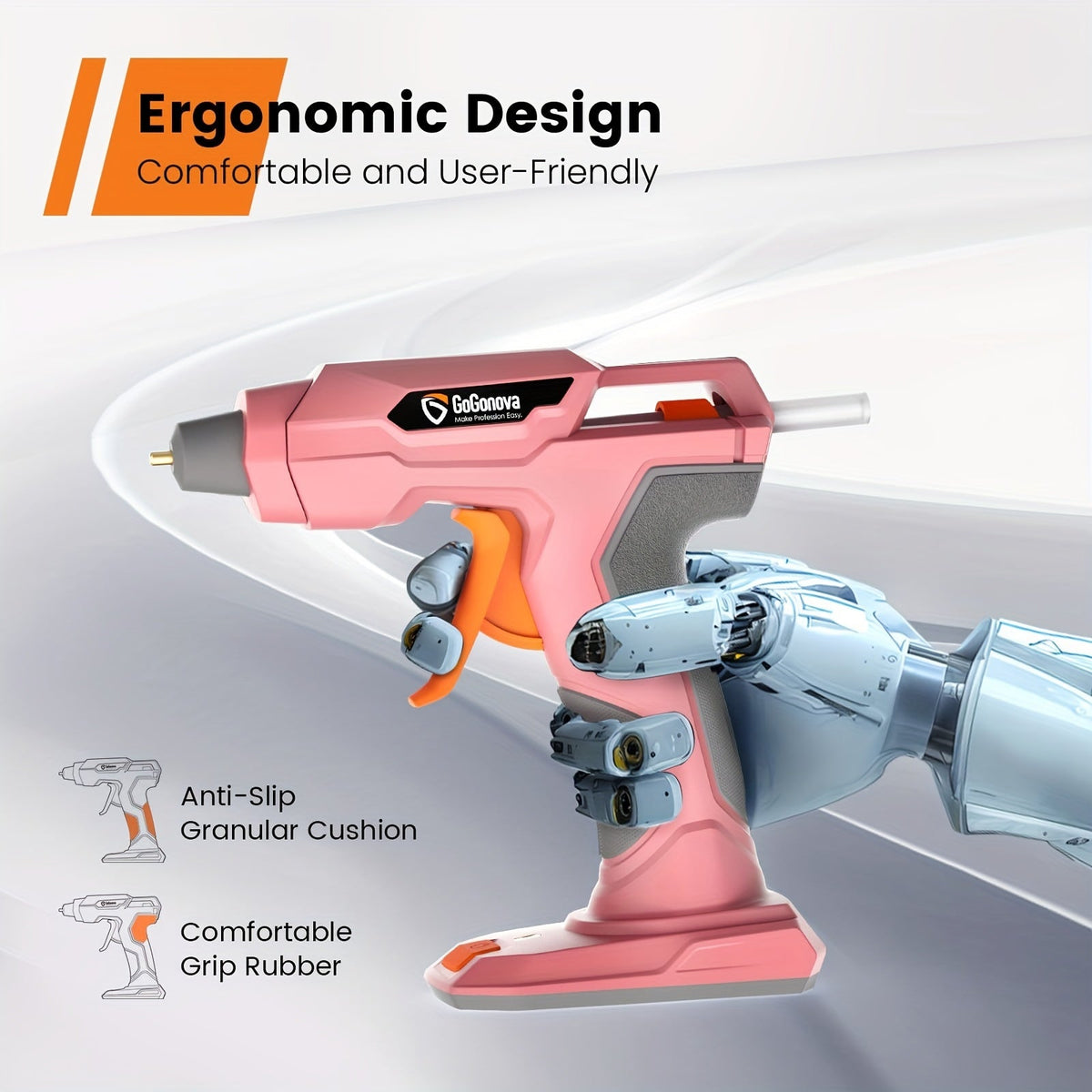 Cordless Hot Glue Gun, USB Rechargeable with 25 Glue Sticks – 20-Second Fast Heating, Anti-Drip Safety Design for DIY Crafts, Home Repairs, Plush Toy Restoration, and Handmade Projects – Pink, Grey, Blue
