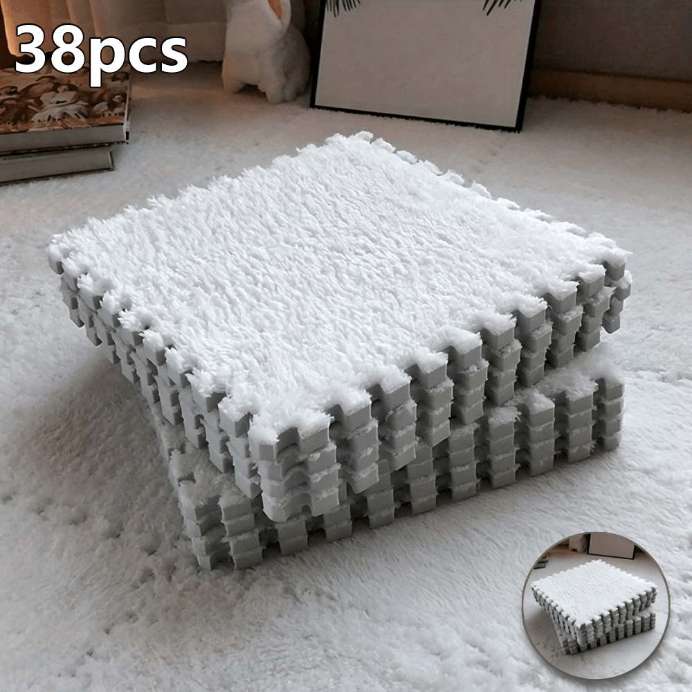 38 Pcs EVA Foam Patchwork Floor Mat Tiles Non-Slip Impact Resistant Interlocking Carpet for Living Room Bedroom Bay Window & Fitness – 8 Colors