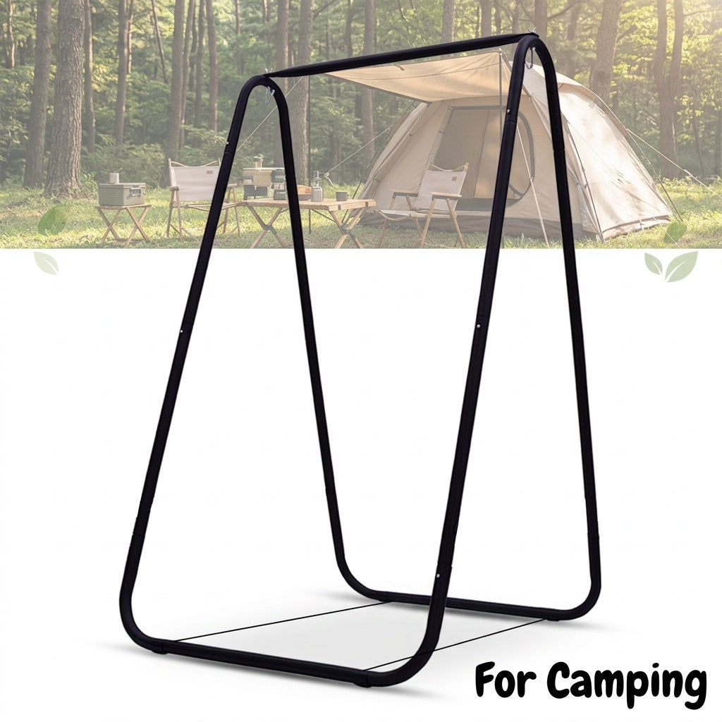 Hammock Swing Chair Stand Frame 35.5"x33.5"x57", Heavy-Duty Indoor Outdoor Use, Dual Hanging Hooks, for Balcony Patio Bedroom Garden (Chair Not Included)