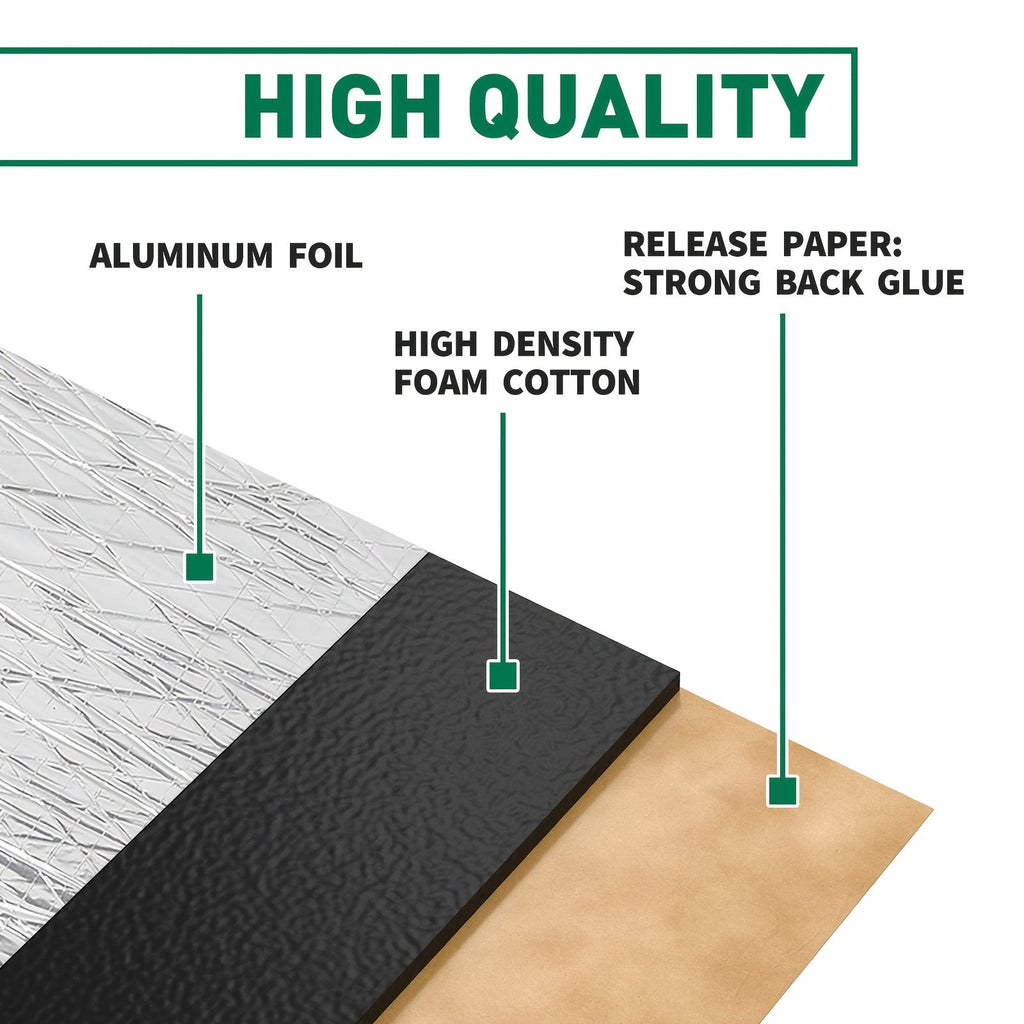 Car Sound Deadener & Heat Shield Mat 22/26 Sqft – Self-Adhesive Aluminum Foil Noise Reduction Insulation, Easy to Cut & Install for Floor, Door, and Trunk, Free Installation Tools Included