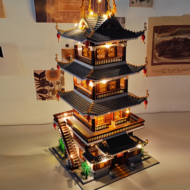 6134-Piece Chinese Ancient Architecture Heavenly Fairy Mirror Building Block Set, Large Difficult Mini Bricks, Adult Puzzle Toy, Home Decor, STEM Gift, Christmas, Birthday, New Year Holiday Present