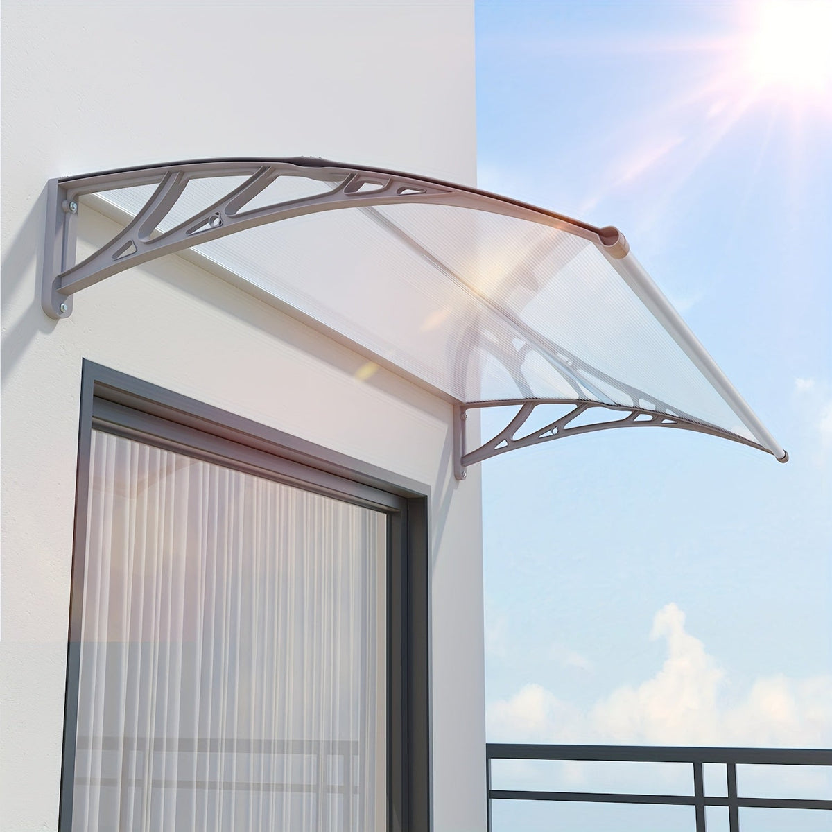 Polycarbonate Window Door Awning Canopy – UPF 50+ UV Rain Snow Sun Shade Cover for Patio Balcony Doorway in 21 Sizes & 4 Panel Colors