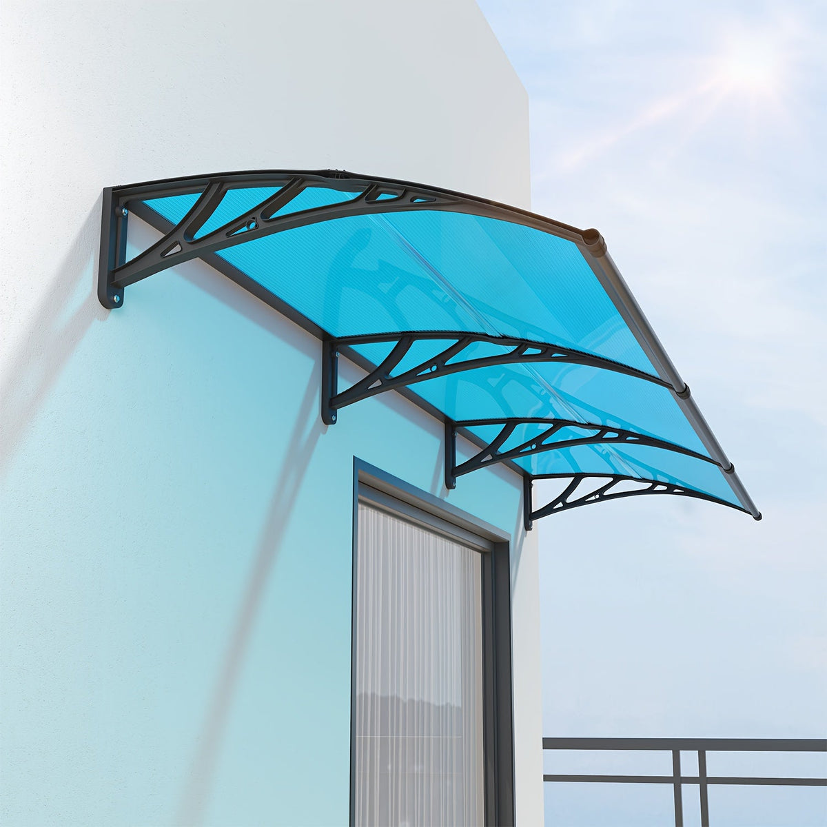 Polycarbonate Window Door Awning Canopy – UPF 50+ UV Rain Snow Sun Shade Cover for Patio Balcony Doorway in 21 Sizes & 4 Panel Colors