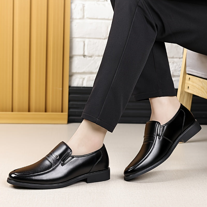 Men's Oxford Dress Shoes Formal Slip-On Business Loafers High-Quality Fashion Leather-Look Footwear for Men Extra Large Sizes US 7-13 Black
