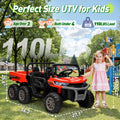 24V Kids Ride-On UTV with Remote Control, Dual Drive Mode, 3 Speed Settings, Bluetooth Music, 4 LED Lights, Suspension System & Flower Decor – Outdoor Ride-On Car for Boys & Girls Ages 3+ – Red Green Pink