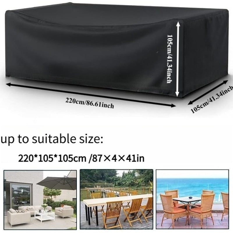 Heavy Duty Patio Furniture Covers Waterproof Outdoor Garden Terrace Furniture Cover Elegant Black 3 Sizes for Sofa Sectional Table Chair Sets