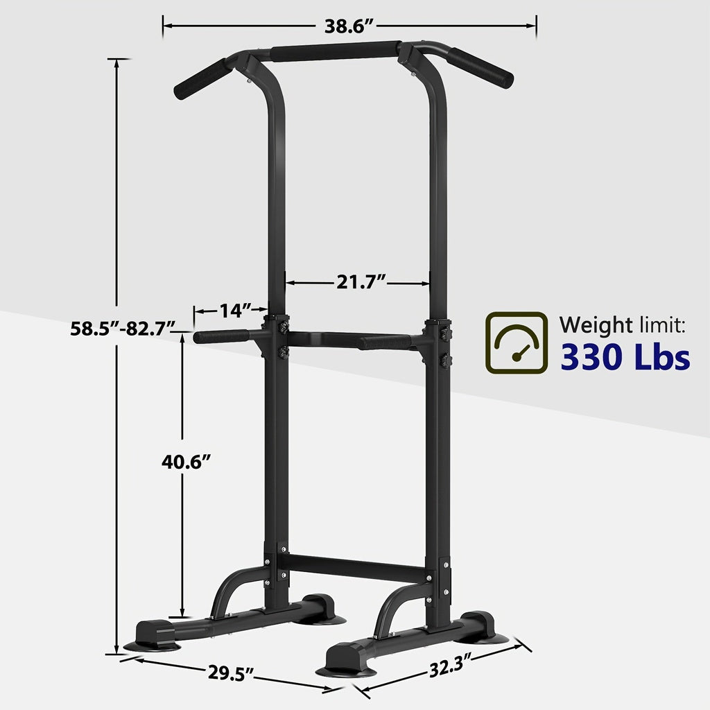 Power Tower Dip Station with Pull-Up Bar, 10 Adjustable Heights, 330 lbs Capacity, Full-Body Strength Training for Home Gym – Pink, Black, Red, Yellow, Blue, Orange, Green