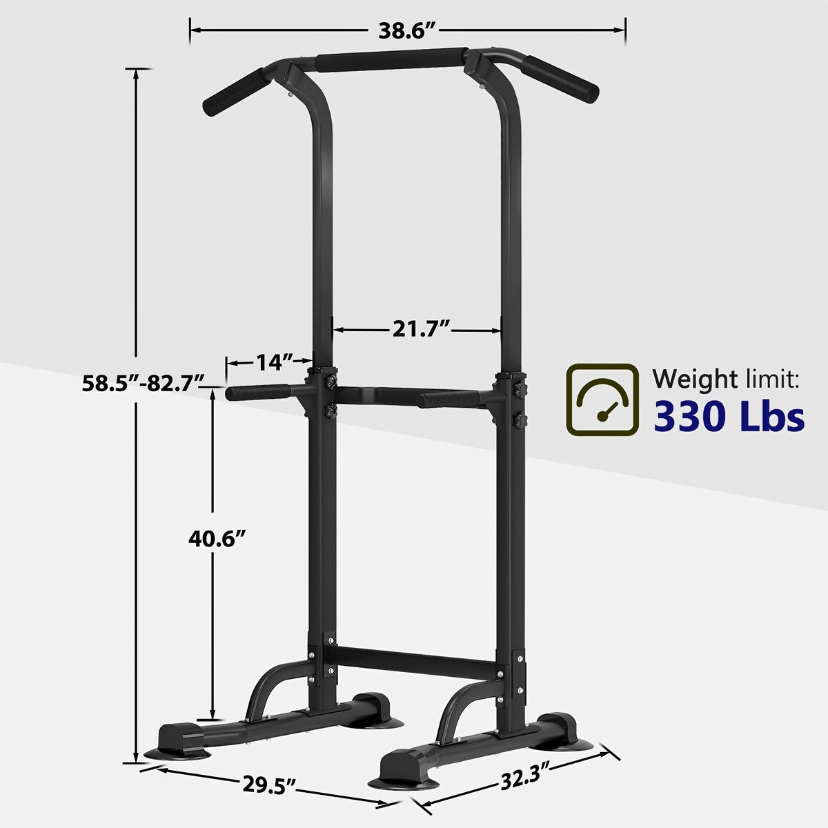 Power Tower Dip Station with Pull-Up Bar, 10 Adjustable Heights, 330 lbs Capacity, Full-Body Strength Training for Home Gym – Pink, Black, Red, Yellow, Blue, Orange, Green