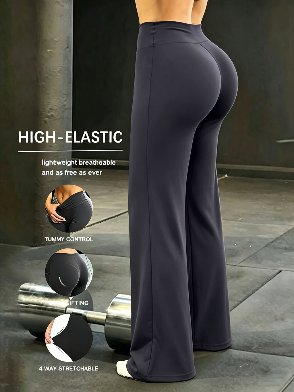 Women's High-Waist Wide-Leg Pants Quick-Dry Loose Fit Elastic Waistband - Casual French Style Spring Summer Long Pants S-XL