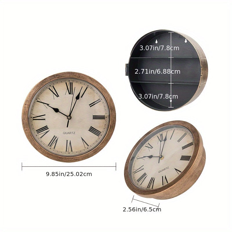 Wall-Mounted Diversion Safe Clock Hidden Secret Storage for Cash, Coins, and Valuables - Home/Office Security Vault, Concealed Safe, Sturdy and Durable