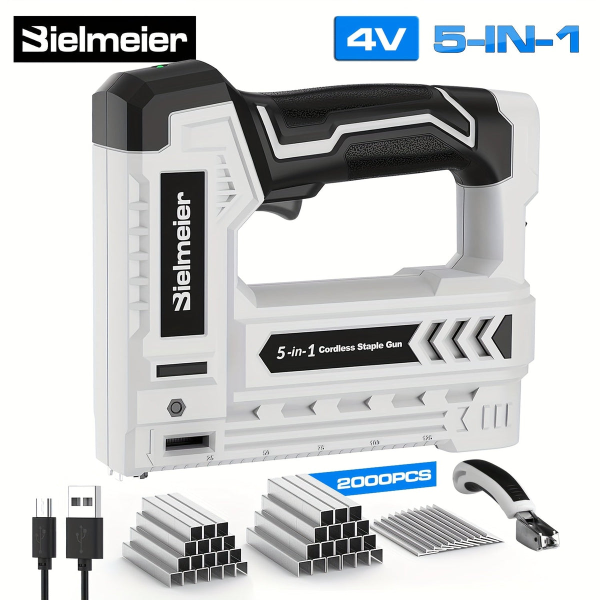 20V Cordless 2-in-1 Brad Nailer & Stapler – No Compressor Needed, Battery & Charger Included, Safety Guard, Includes 1600 Nails & 2000 Staples for Carpentry, Upholstery & DIY