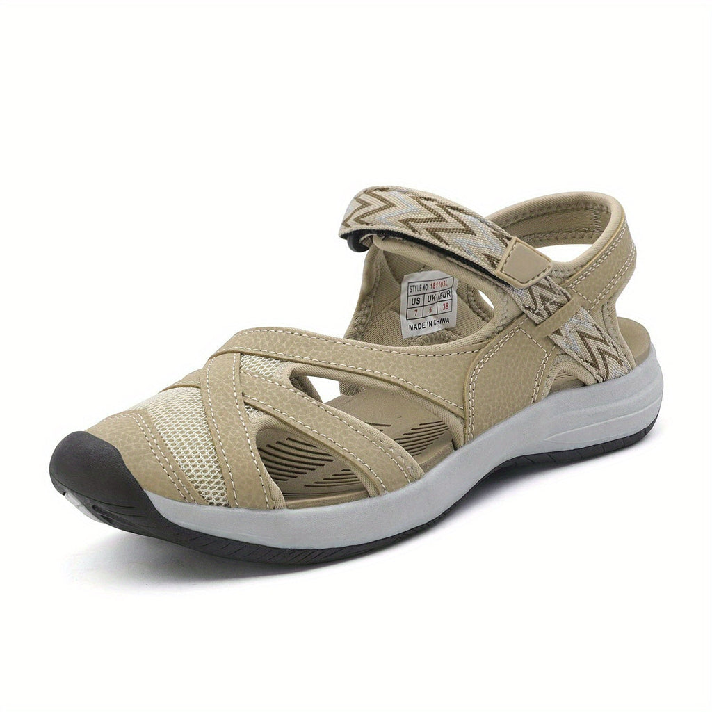 Women's Hiking Sandals Outdoor Sport Athletic – Breathable Soft Comfort Summer Walking Sandals Hook-and-Loop Closure Closed-Toe TPR Sole Gift for Mom Daughter Ladies