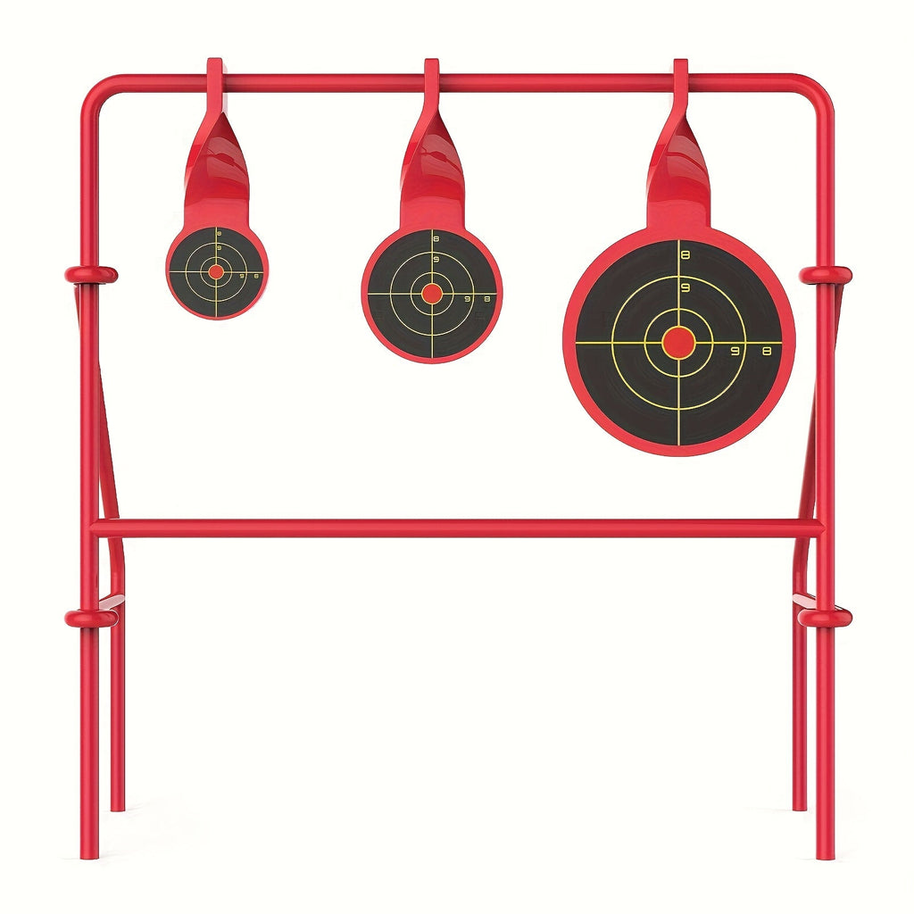 .22LR Spinner Shooting Target Stand - Triple Steel Spinner Targets, Foldable, includes 15-Pack Bullseye Paper Targets, for Outdoor Shooting Practice, Durable Air Strike Target System for Range Training