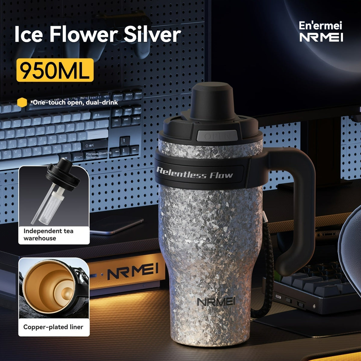 Stainless Steel Insulated Thermos 24-Hour Hot & Cold Leak-Proof with Handle & Carrying Strap for Car Travel & Daily Use – 32 oz & 42 oz Multiple Colors