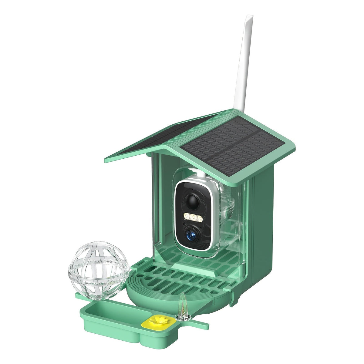 AI Smart Bird Feeder with Camera, Solar Powered – 4MP 2K HD, Bird Species Identification, Motion Detection, Squirrel-Proof, IP66 Weatherproof, App Remote Monitoring, Gift for Bird Lovers