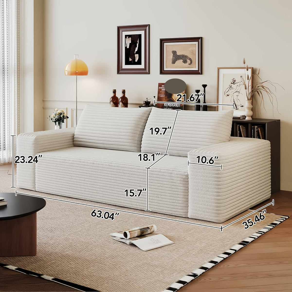 Cloud Sofa 71" Corduroy Fabric, Deep Seat Boneless Couch, No Assembly Ships Compressed in Box, 2-3 Seater Sofa for Living Room Bedroom Dorm, Modern Comfy Lounge Sofa, Multiple Colors