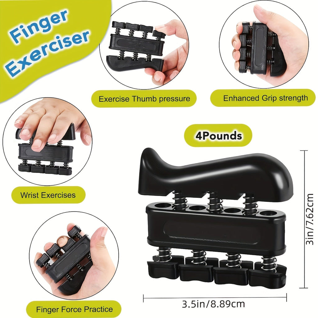 4-Piece Grip Strength Training Set: Adjustable Hand Grip Strengthener (10-130 lbs), Finger Exerciser, Forearm Workout Ring, and Exercise Ball for Athletes, Climbers, Musicians, Men, and Women