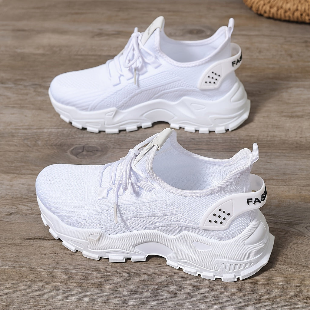 Women's Breathable Knit Sneakers - Lightweight Soft-Sole Low-Top Casual Walking & Running Shoes - Spring & Autumn - US 6–11.5 - 12 Colors & Materials
