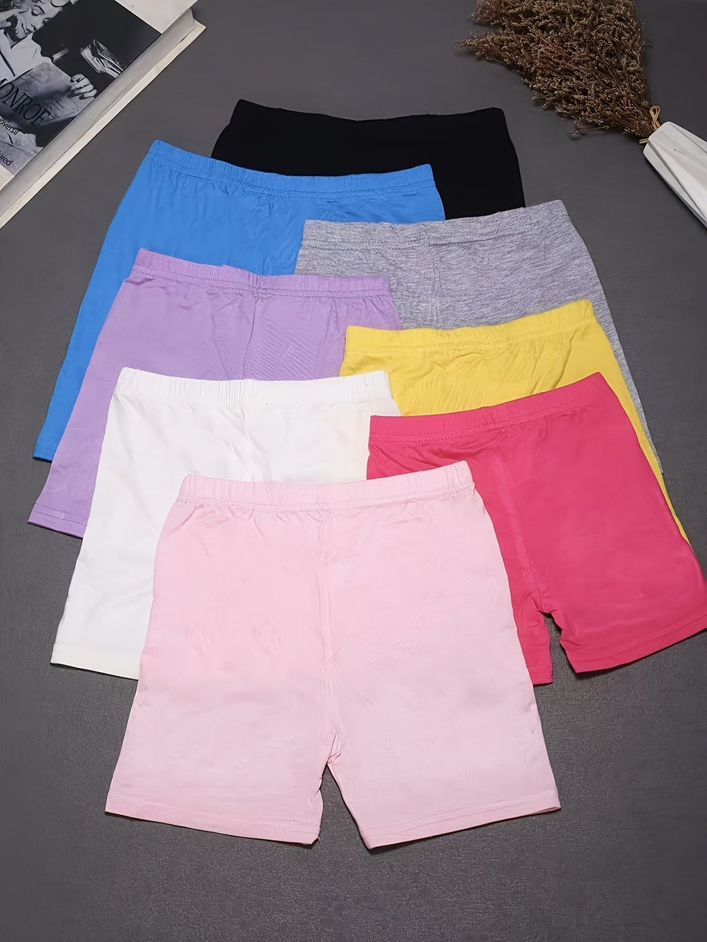 Girls' Bike Shorts 8-Pack, Soft Modal Cartwheel Dance Shorts for Toddlers and Kids, Under-Dress Biker Shorts, Multicolor, Sizes 2-10Y