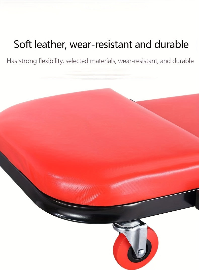 Foldable 2-in-1 Mechanic Creeper & Rolling Seat 300LB | 36-Inch Z-Crawler with 6 Swivel Casters, Adjustable Headrest, Folding Car Repair Creeper for Garage Workshop – Black & Red