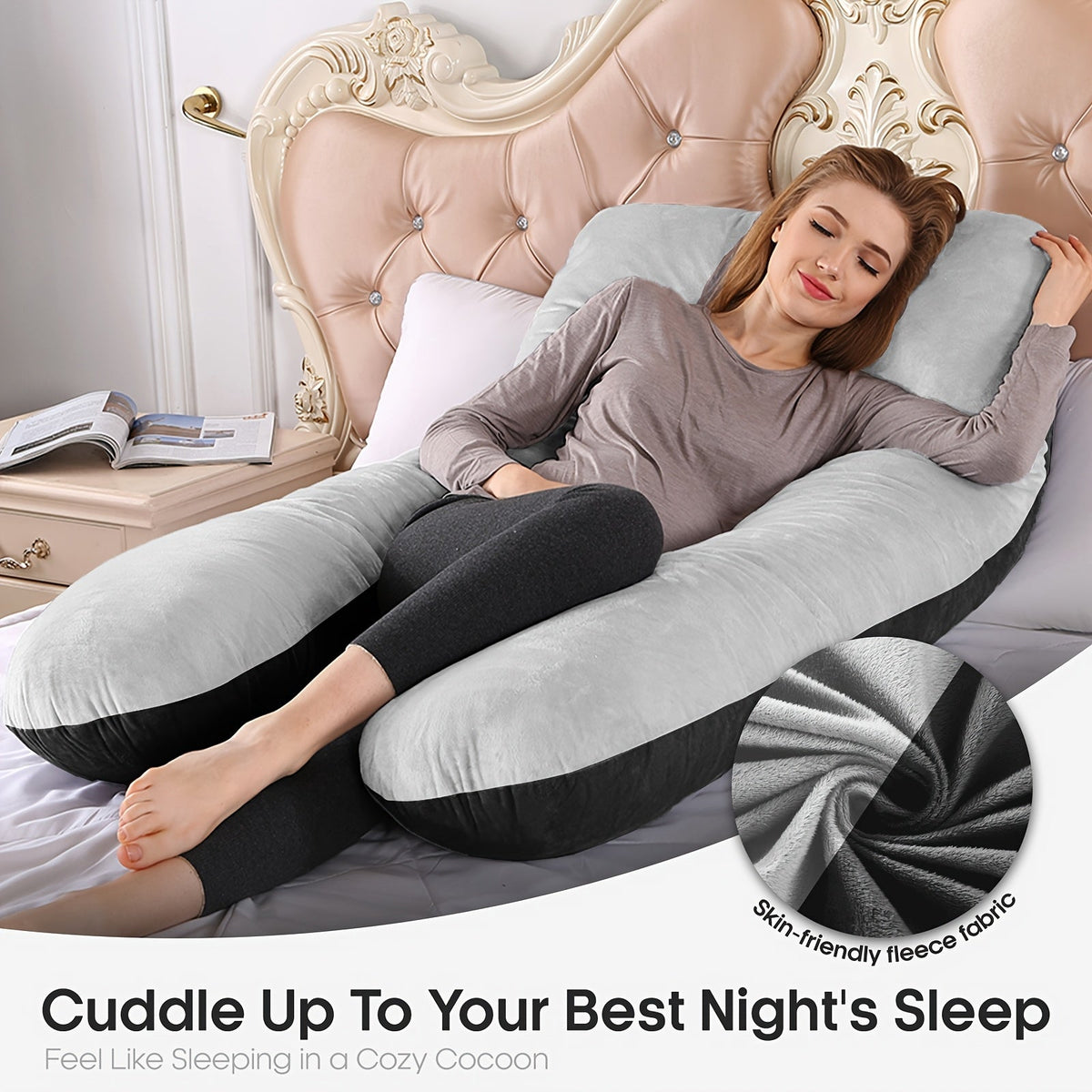 Multi-Functional Sleep Support Pillow for Back Legs & Belly, Soft Comfortable Body Companion Pillow with Cooling Fabric Options, Multiple Colors Including Grey Green Purple Pink Black & Blue