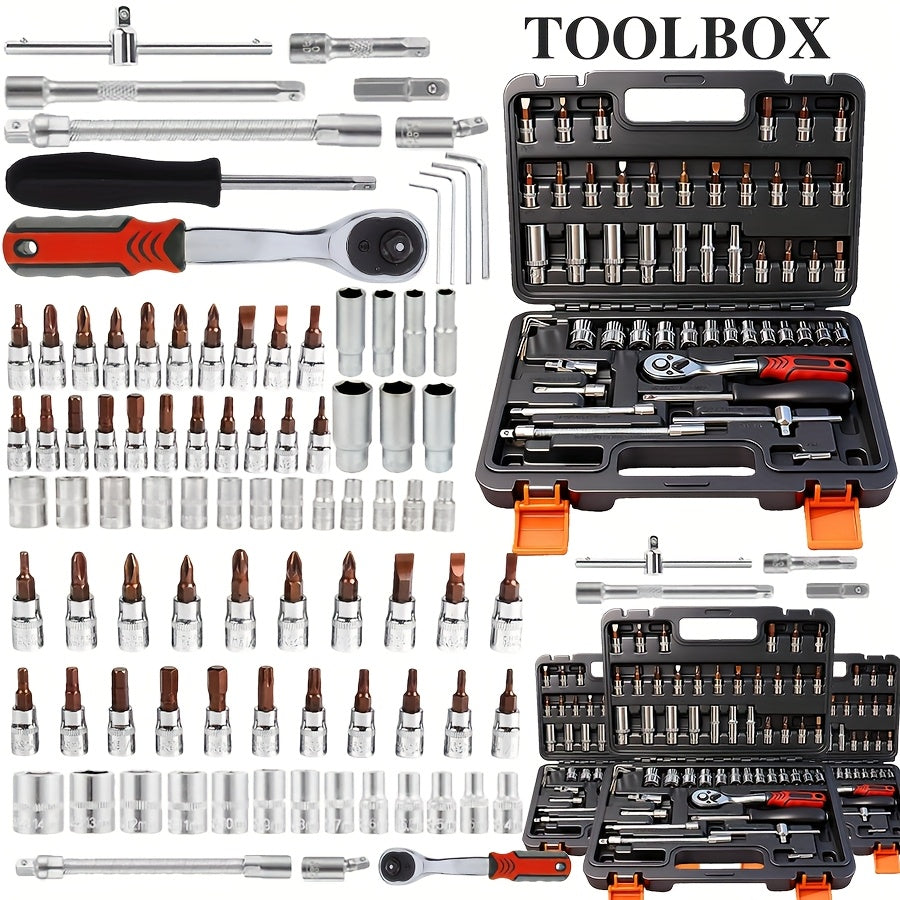 52-Piece Professional Tool Set with Portable Toolbox, Multi-Functional Home and Car Repair Kit for DIY Enthusiasts and Professionals, Gift for Men, Available in Red, Standard Black, and White