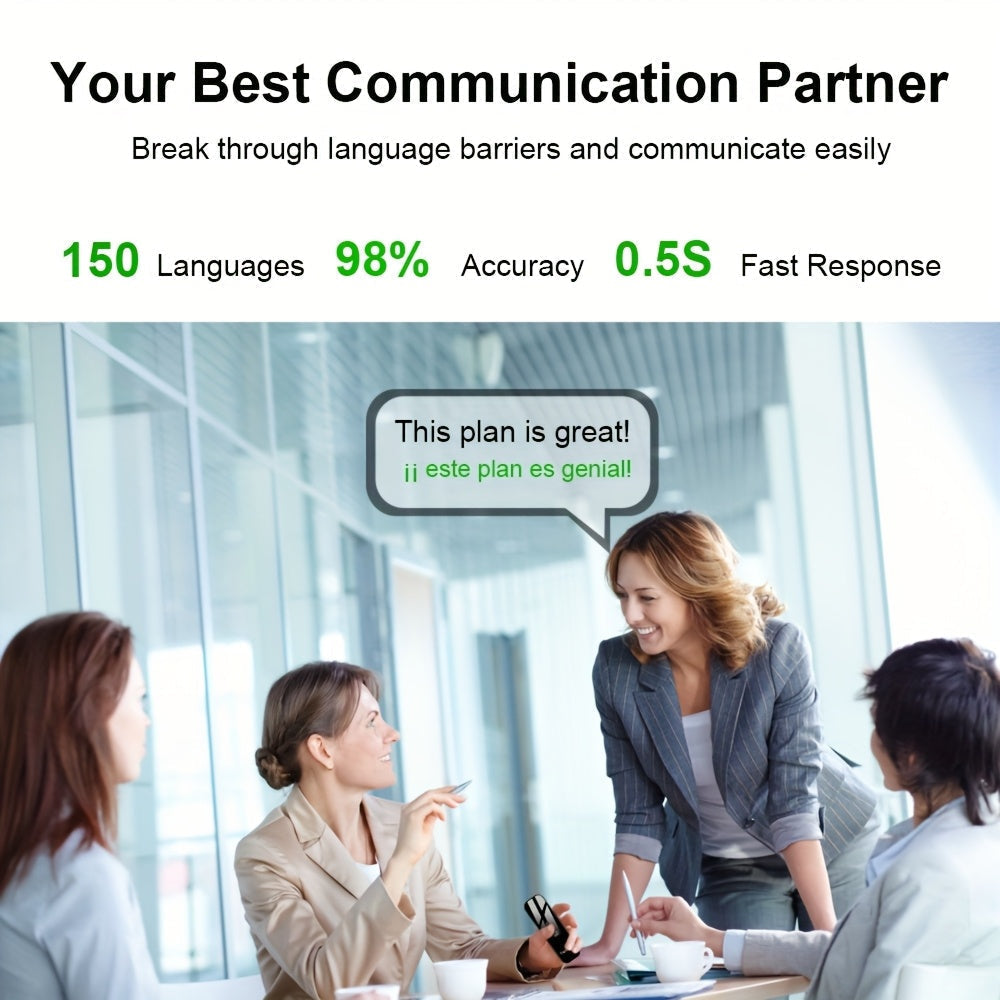 Portable Two-Way Instant Voice Translator Device with App Connectivity, Supporting 137 Languages, High Accuracy for Travel, Business, and Learning, Includes Headphones