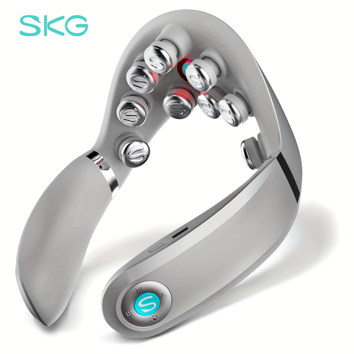 SKG Ultra-Portable Neck Massager with Heat Cordless Deep Acupressure Kneading Lightweight Wearable Hands-Free Rechargeable for Office Car & Travel – Gift for Women White / G7 Pro-E