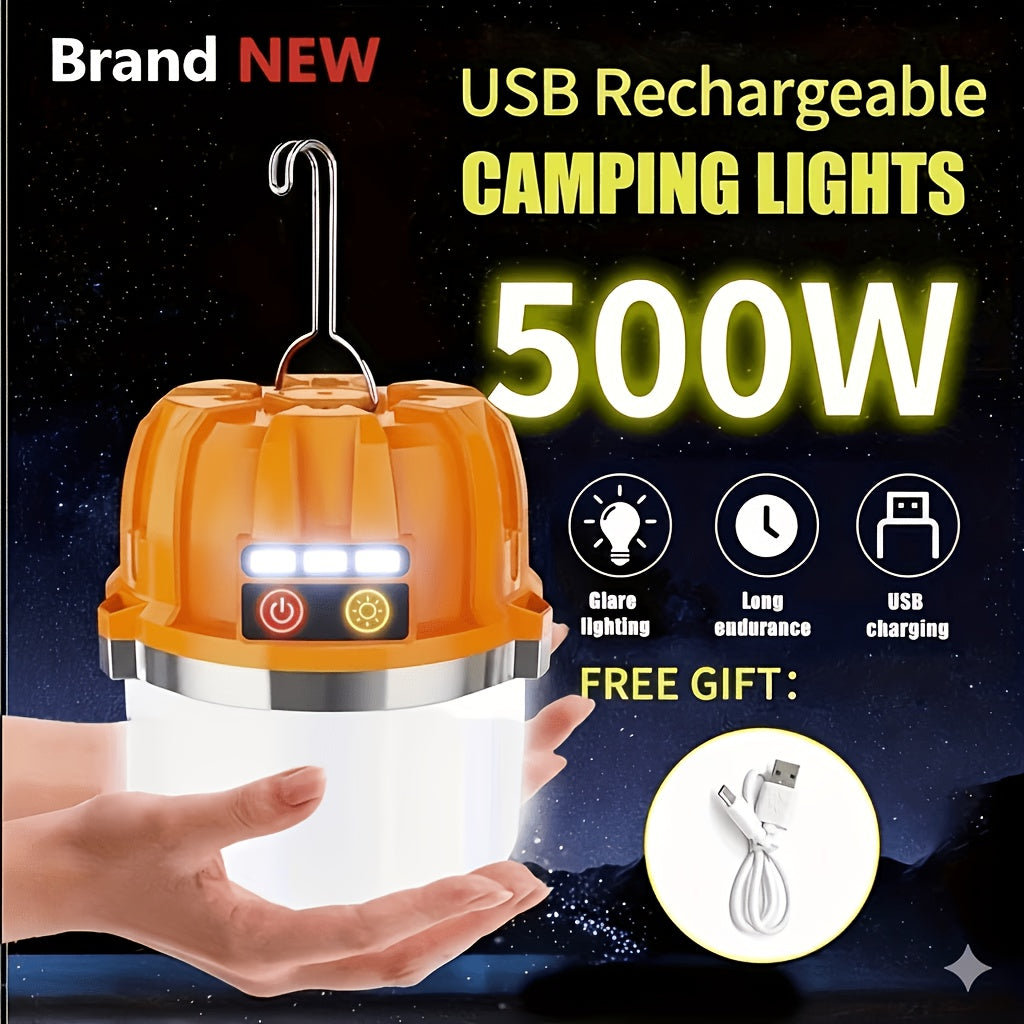 LED Camping Lantern USB Rechargeable with Built-In Power Bank, Ultra-Bright Portable Hanging Tent Light for Camping, BBQ, Patio, and Outdoor Emergency, Charges Mobile Phones, Freestanding & Hanging Design