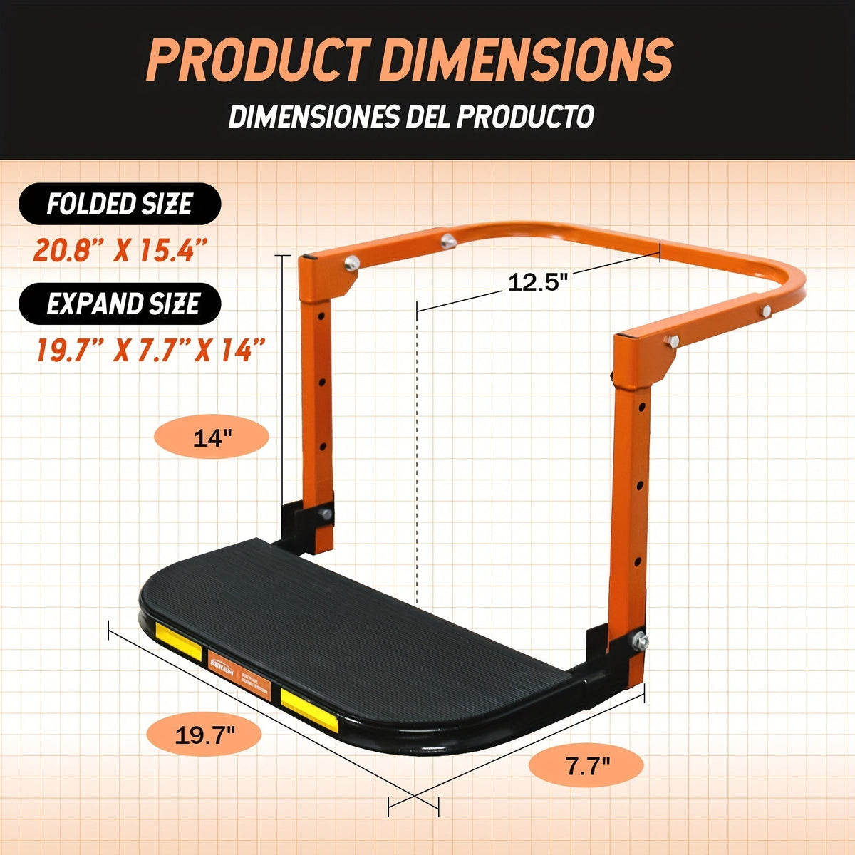 Foldable Anti-Slip Tire Step for Truck, SUV, and Trailer – Adjustable Height, 300/500/650 LB Load Capacity, Fits Tires Up to 13.5" Wide, Portable Tire Step Stool