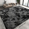 8x10 Super Soft Fluffy Plush Area Rug – Thickened Faux Fur Shag Rug for Living Room Bedroom in Dark Gray Black Light Gray Light Pink