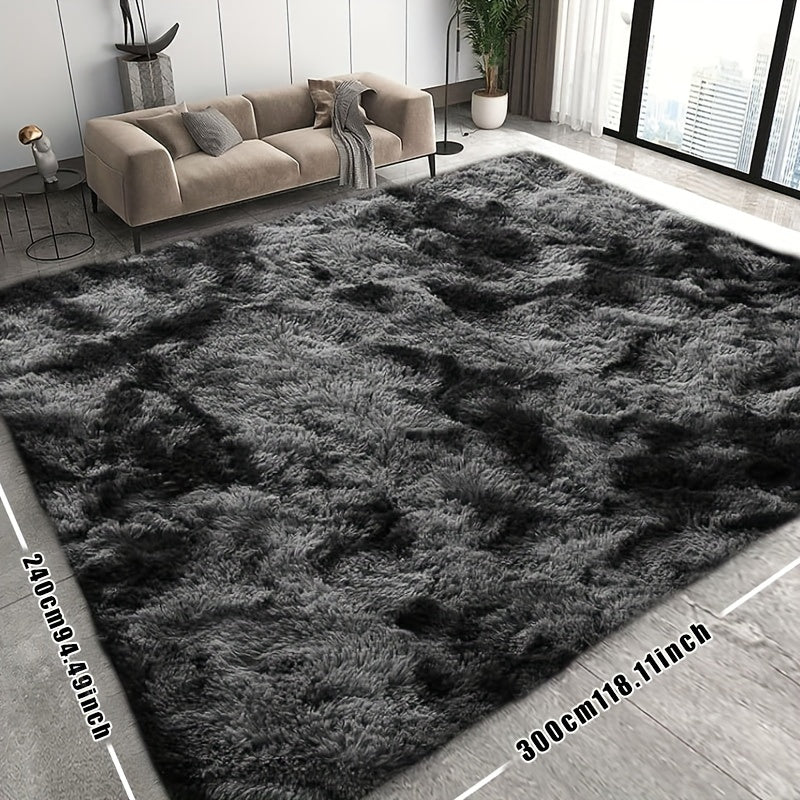 8x10 Super Soft Fluffy Plush Area Rug – Thickened Faux Fur Shag Rug for Living Room Bedroom in Dark Gray Black Light Gray Light Pink