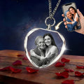 Custom Photo Engraved Crystal Pendant Necklace - Personalized Pet Memorial Keepsake Jewelry for Dog & Cat Lovers, Custom Text & Icon Engraving, Birthday Gift for Wife, Mom, and Pet Owners, Pet Loss Remembrance