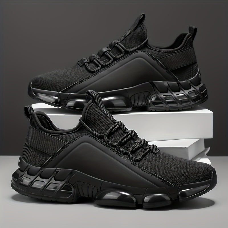 Men's Lightweight Breathable Mesh Sneakers, PVC Sole, Low-Top Lace-Up Casual Sports Shoes, Blue/Black, Sizes US 6.5-12.5, Daily Wear, Running, Training, Athletic Footwear