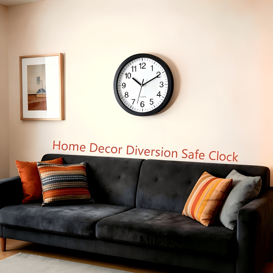Wall-Mounted Diversion Safe Clock Hidden Secret Storage for Cash, Coins, and Valuables - Home/Office Security Vault, Concealed Safe, Sturdy and Durable